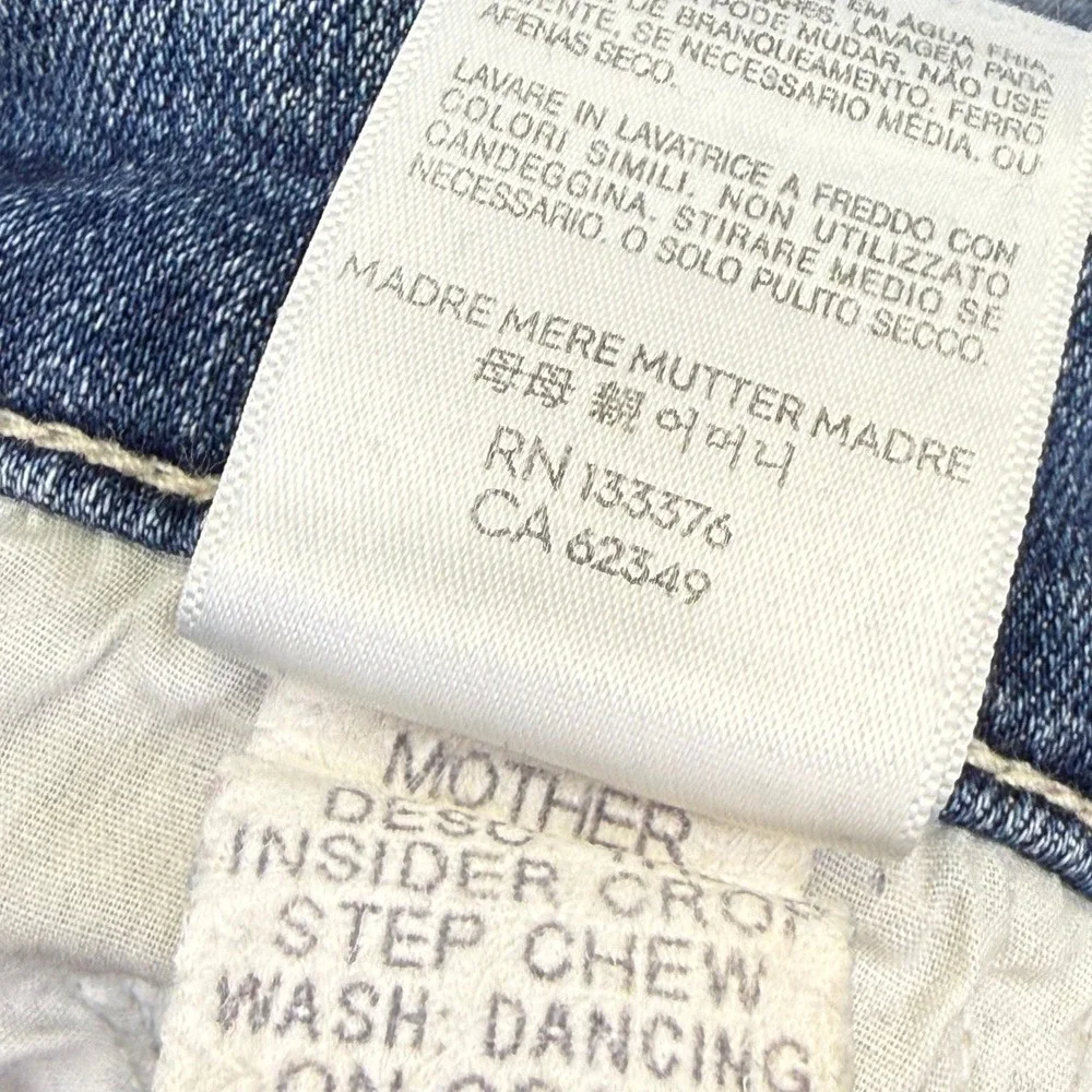 MOTHER The Insider Crop‎ Step Chew Jeans Dancing On Coals Blue Distressed 26
